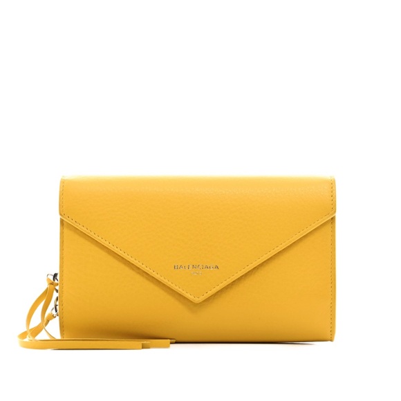 Balenciaga Yellow Leather Large Papier Wallet - Picture 1 of 9